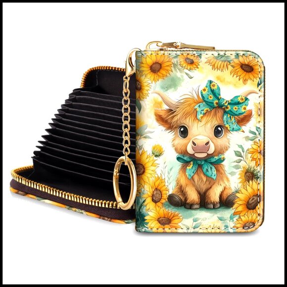 Handbags - RFID Blocking Zipper Wallet with 12 Card Slots, PU Leather Accordion Card Holder